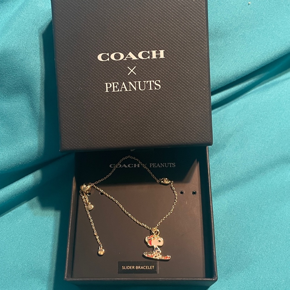 COACH X PEANUTS Gold Snoopy Slider Bracelet NWT